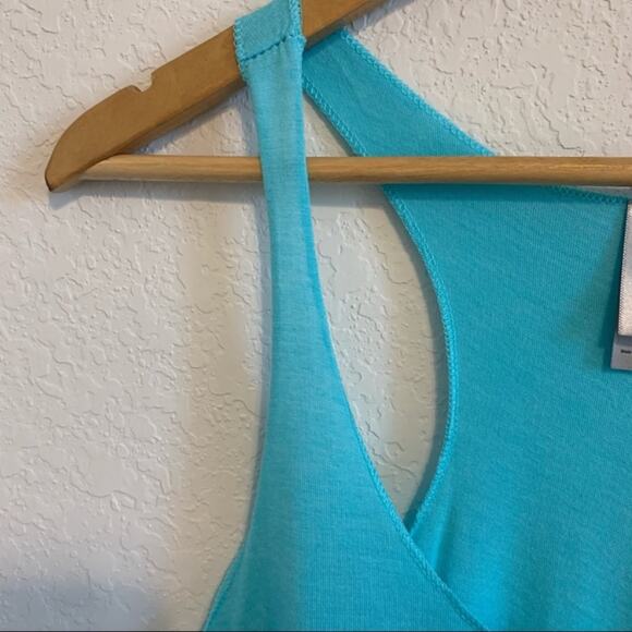 Women’s Teal Resting Beach Face Racerback Tank Top - Picture 6 of 7